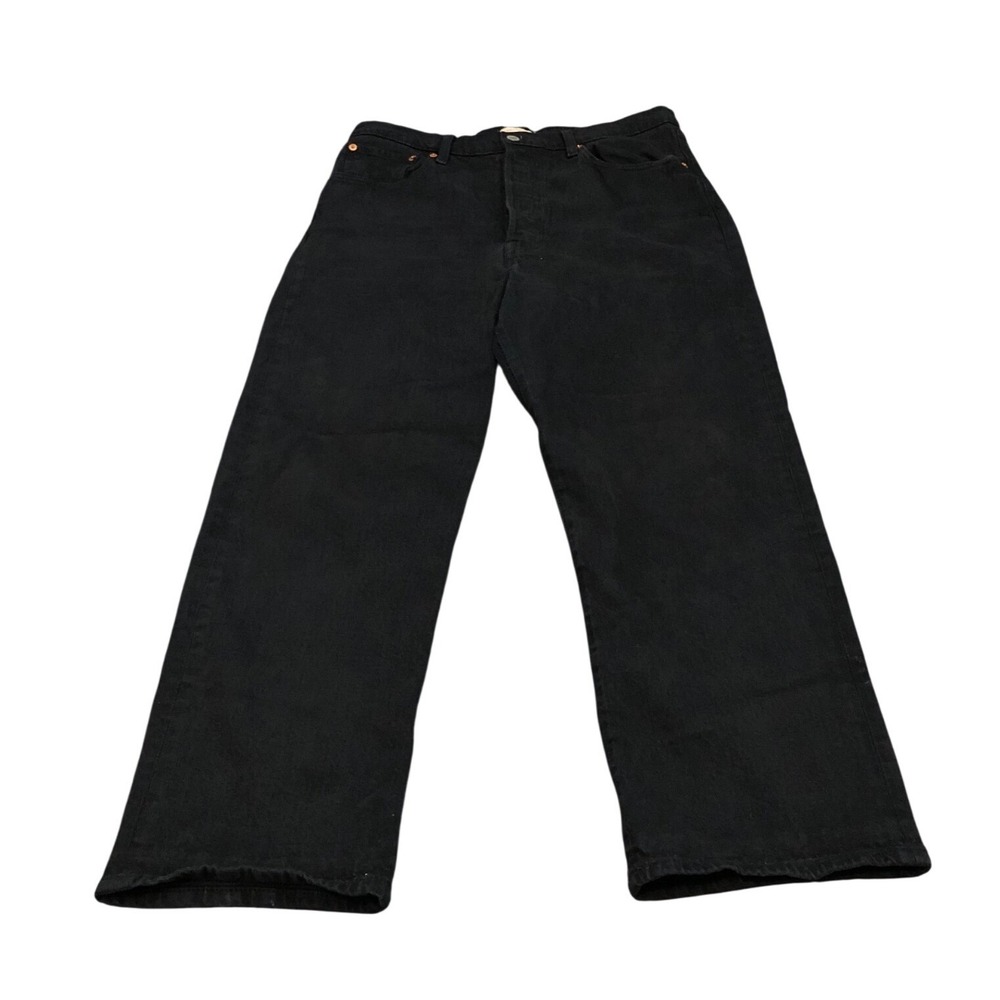 Levi's Ribcage Straight Ankle Jeans Womens 31 Black High Rise Button Fly
